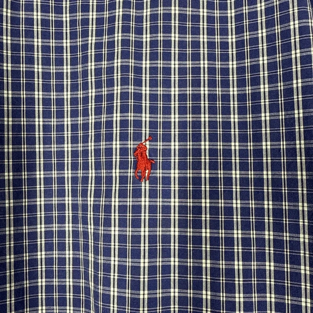 Polo Ralph Lauren Shirt Mens XL Blue Plaid Classic Fit Short Sleeve Red Pony